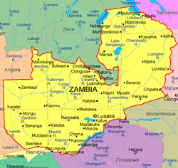 mapa ZAMBIA